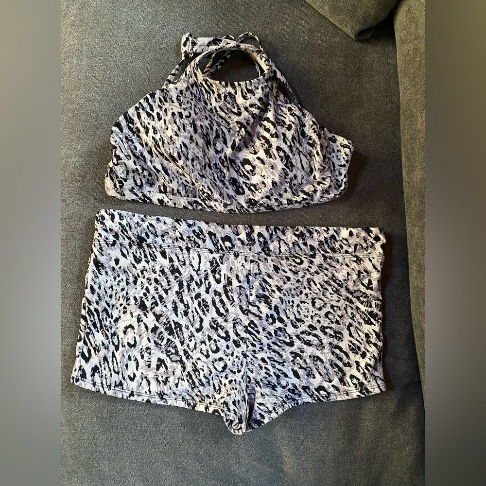 Leopard Print Two Piece Swimsuit